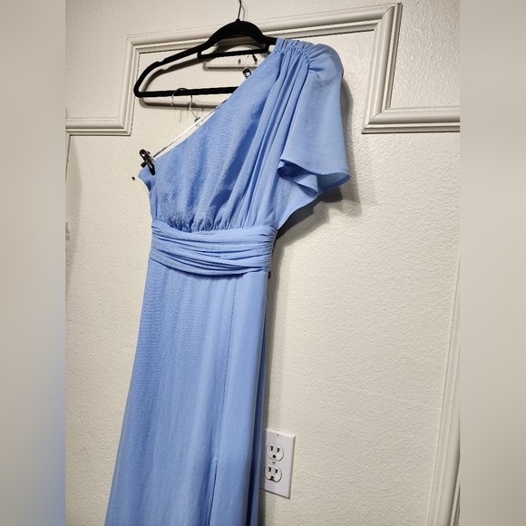 Lulus Cultivated Charm Powder Blue One-Shoulder Maxi Dress S Wedding Party Prom - Picture 8 of 12